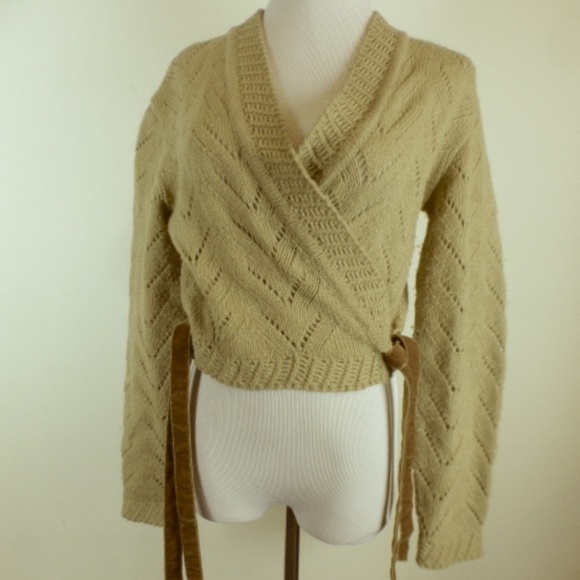 ALBERTA FERRETTI PHILOSOPHY wrap around camel brown sweater made in Italy 10 - Picture 3 of 10